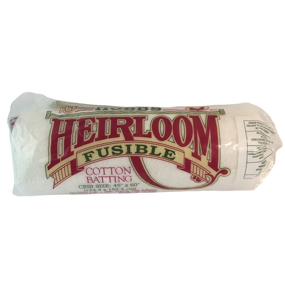 Hobbs Heirloom Fusible Cottom Batting Crib‎ Sz 45x60" NEW